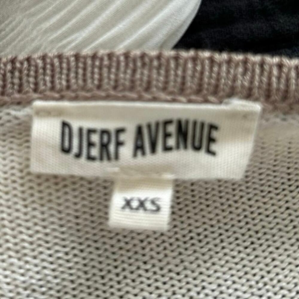 Djerf Avenue Contrast V Neck Cardigan XXS XS Cream Beige Cotton Button Italy - Picture 3 of 7